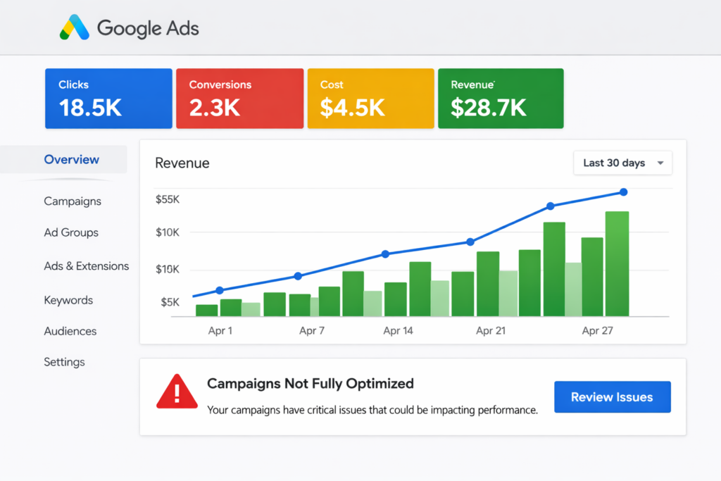 Feed-only performance max shopping performance results shown on Google Ads